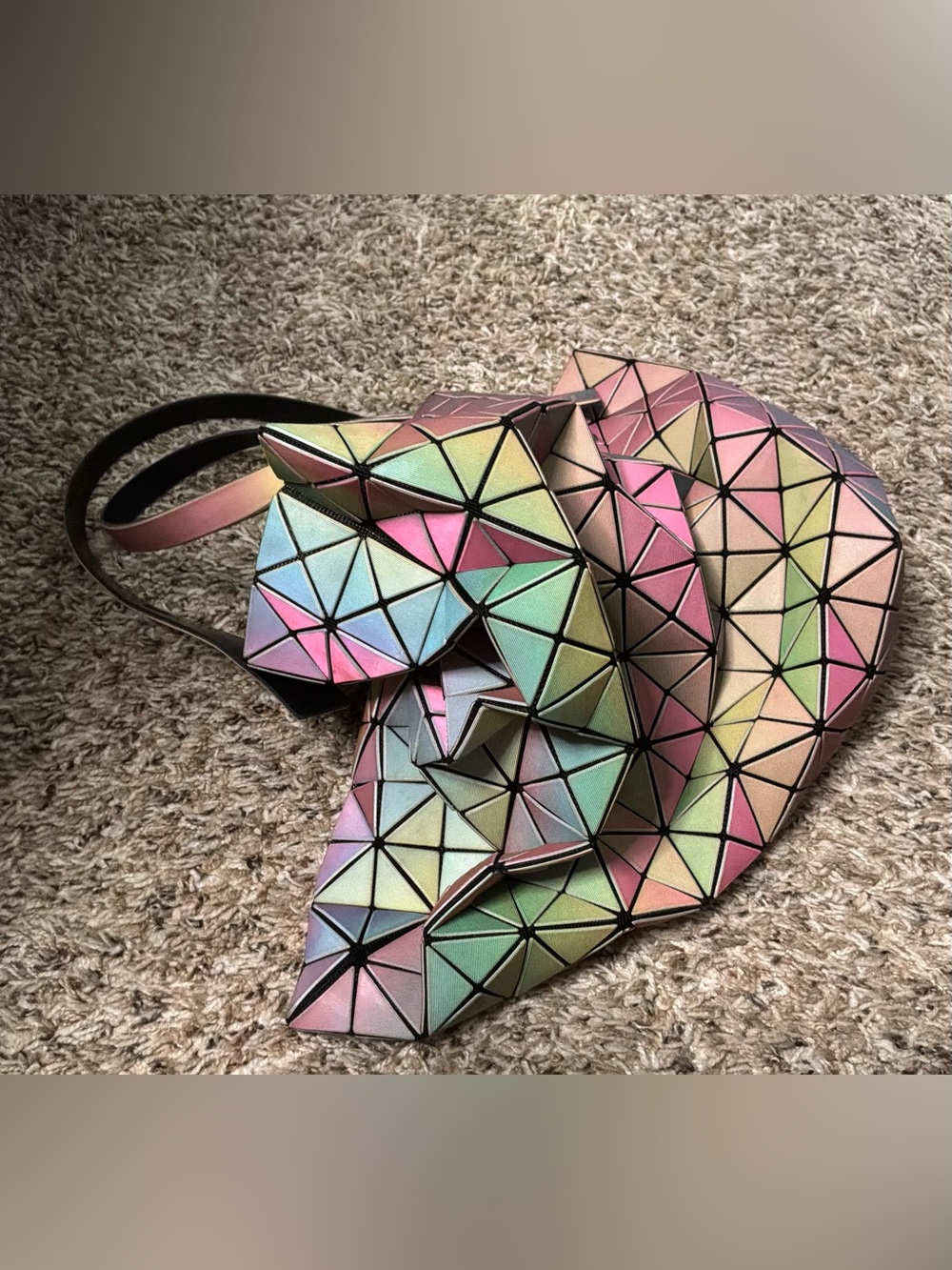 Authentic Issey Miyake Iridescent rainbow color Geometric Tote Bag